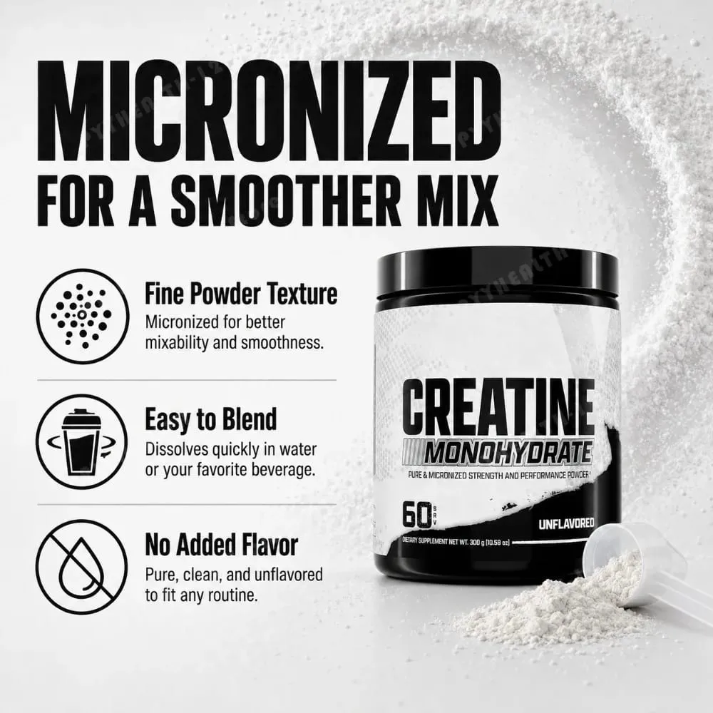Creatine Monohydrate Powder 300g 60 Servings Micronized Unflavored Easy to Mix Strength Performance Muscle Growth Supplement — image 4