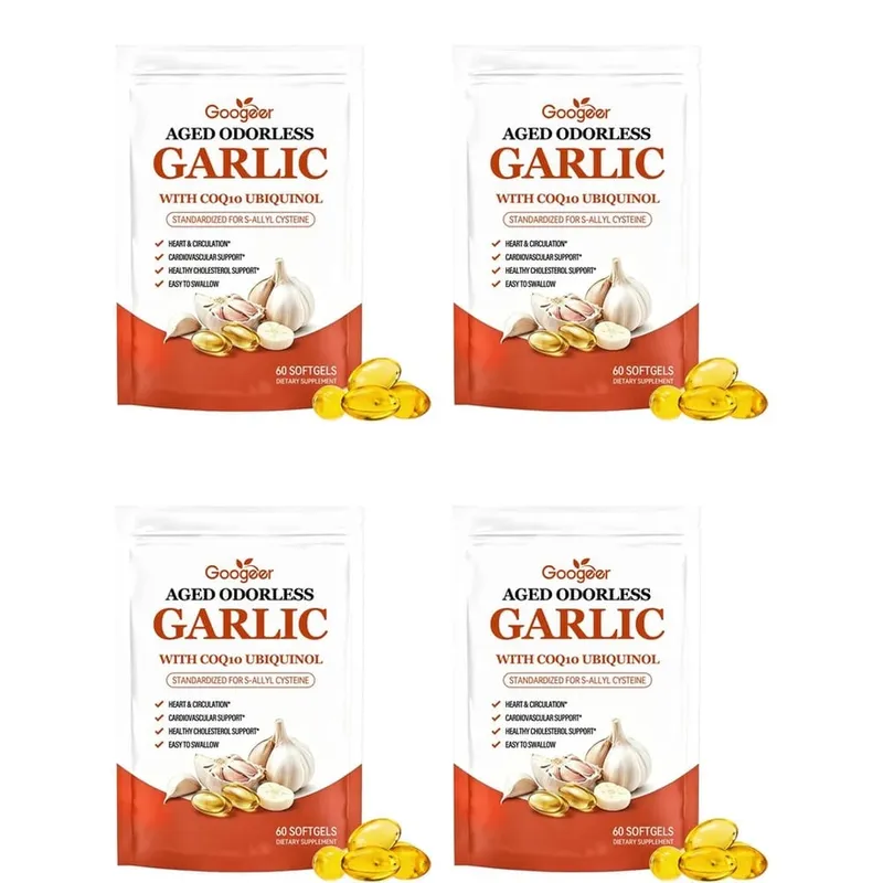 Googeer Aged Odorless Garlic Softgels with CoQ10 Ubiquinol Vitamin K2 (MK-7) for Circulation & Cholesterol Support 60 Softgels — image 9