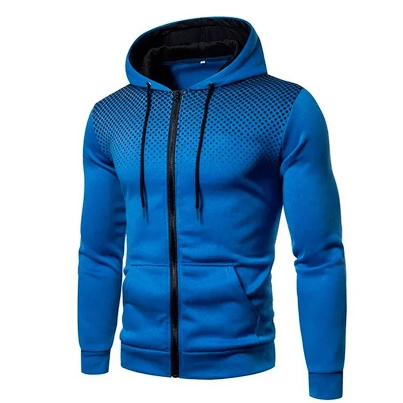 Moletom Com Capuz Masculino Com Zíper Bolso Polka Pot Impressão Moletom Com Capuz Esporte Ao Ar Livre Casual Slim Fit Homens Primavera AutumnZipper Moletom Com Capuz — image 5