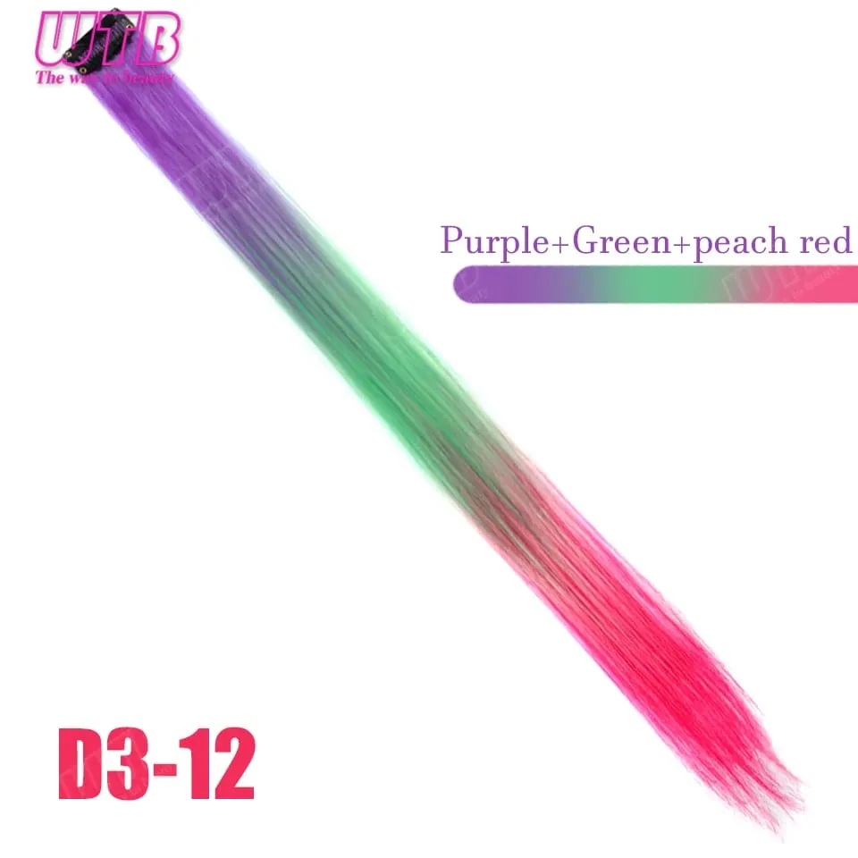 WTB Colored Synthetic Hair Extensions BB Clip Style Gradient Color Hair Extensions Suitable for Women's Daily Wear and Holidays — image 17