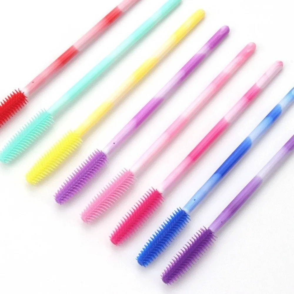50Pcs Disposable Eyelash Brushes Silicone Makeup Tools Mascara Wand Applicator Rainbow Color Microbrush Eyebrow Comb Girl — image 5