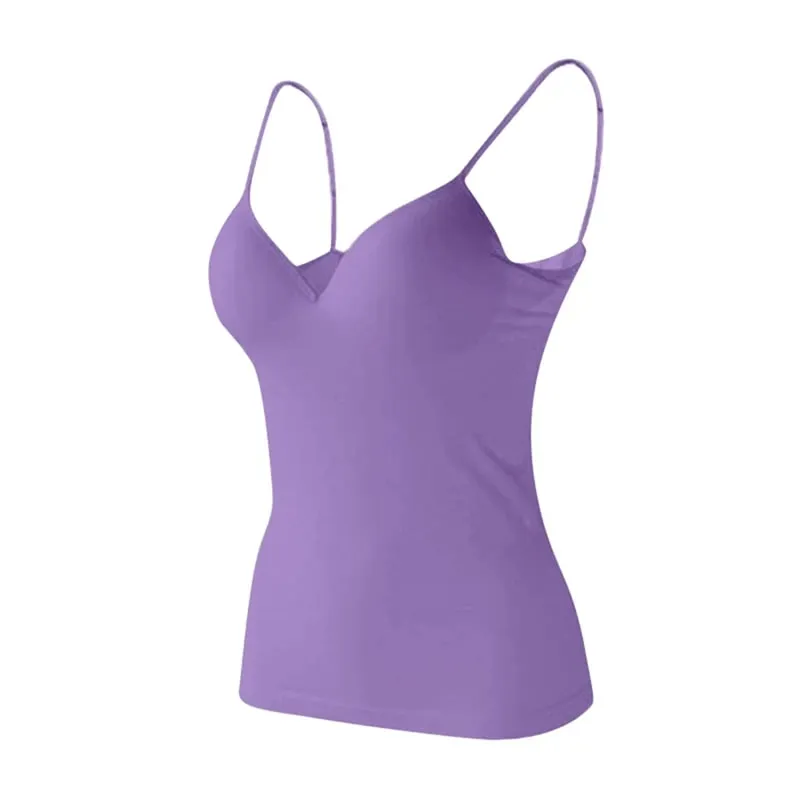 Solid Padded Bra Sexy Women Tops Camisole Top Women Vest Women Camisole with Built in Bra Cami Top Vest Tank Top — image 9