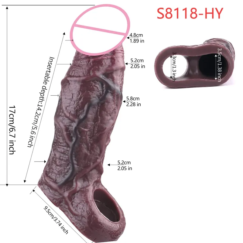 Close Head Realistic Penis Sleeve Szexjátékok férfiaknak Késleltetett magömlés Púshosszabbító Pároknak Sex Pleasure Sexshop — image 19