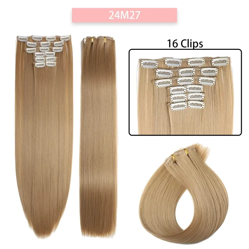 6-Piece Set 24-Inch Synthetic Clip-On Hair Extensions Straight Hair Removable Lightweight Synthetic Wig Women's Exclusive — image 18