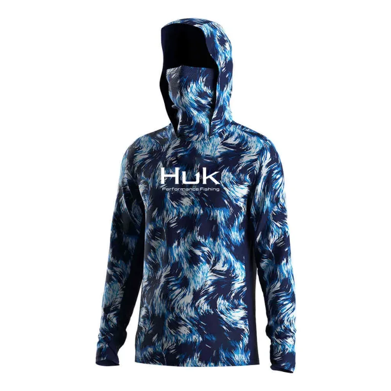 Camisa de pesca moletom com capuz para pesca uv roupas com capuz camisa de pesca roupas masculinas com capuz topo azul-verde — image 18