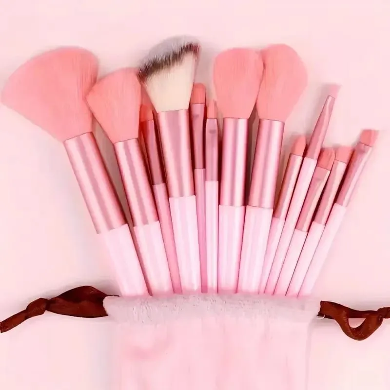 10pcs Pink Makeup Brush Set for Beginners Mini Portable Foundation Eyeshadow Brushes with Crystal Handle Includes Brush Pouch — image 25