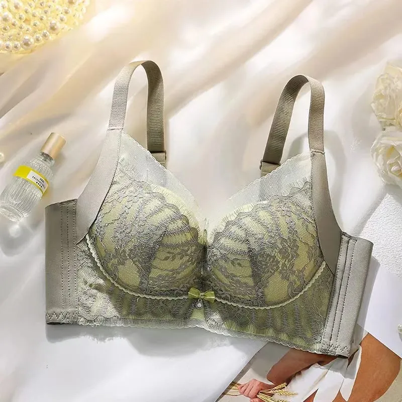 Women's Sexy Embroidered Lace Push-up Bra Breathable Adjustable Anti-sagging Lingerie without Empty Cup for Supportive Comfort — image 10