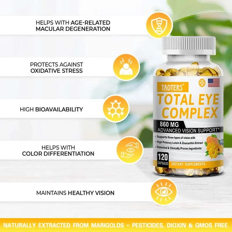 Cápsulas para os olhos de luteína 860 mg - Contém extrato de mirtilo de zeaxantina e vitaminas para os olhos com suplemento de vitamina A para promover uma visão saudável — image 4