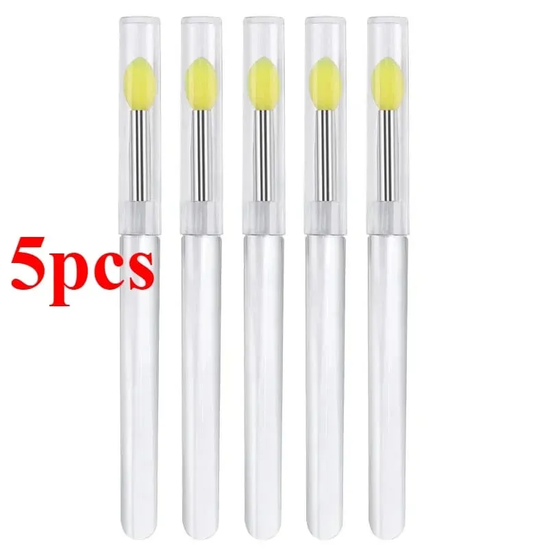 3/5/10Pcs Soft Silicone Lipstick Brush Lip Stick Applicator Portable Clear Handle Clean Microbrush Lipgloss Beauty Tool