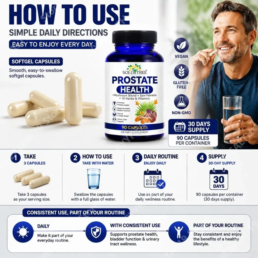 Cápsulas de saúde da próstata Saw Palmetto Reishi Urtiga Cúrcuma para bexiga urinária bem-estar e suporte de fluxo masculino 90 contagens — image 5