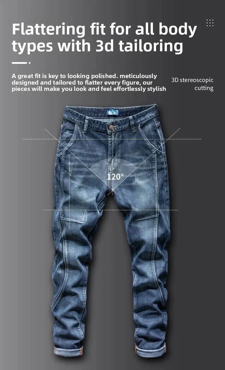Splicing Elastic Large Size Loose Elastic Jeans Men's Autumn Korean Trend Pants Men's Harlan Denim Trousers Men Bootcut Jeans — image 8