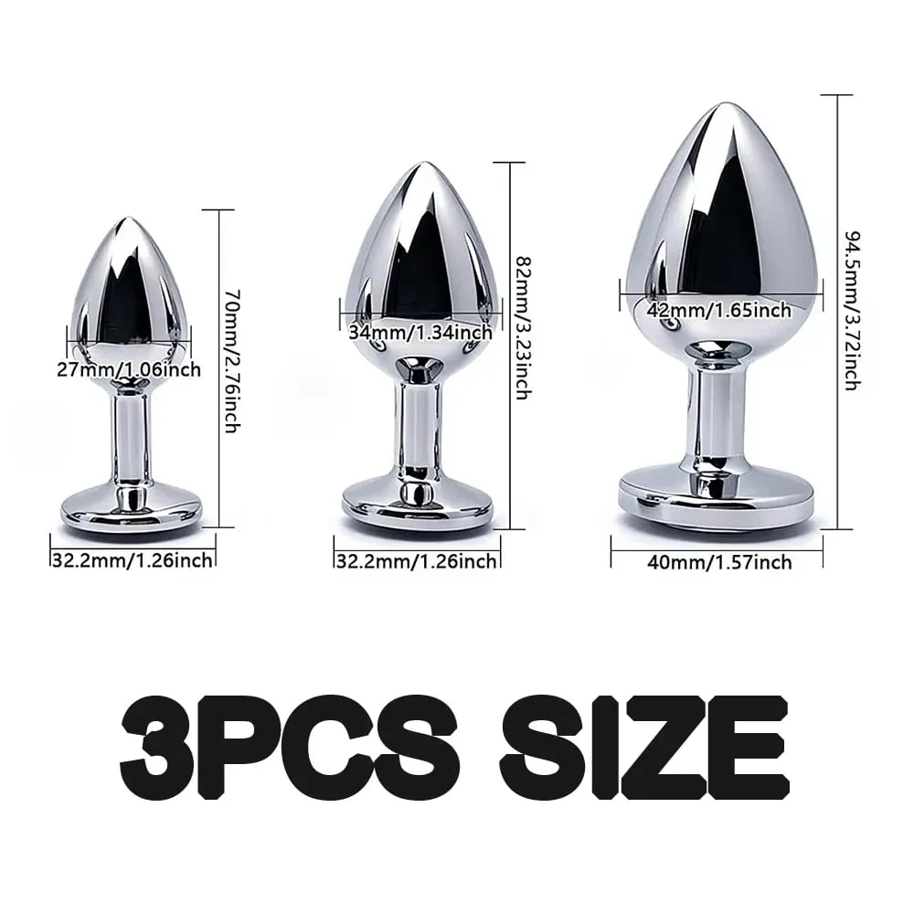 Metal Anal Plug for Women Men Couples Butt Plug Butt Toy Adult Game Masturbator Anal 3PCS Diamond Sex Toy for Adult Products — image 5