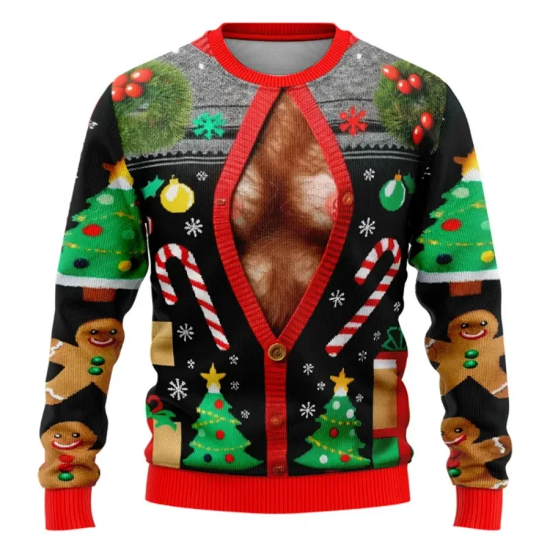 Funny Christmas Sweater Men Women Pullover Xmas Sweatshirt Ugly Graphic Y2k Sweatshirts for Holiday Party Loose Men's Clothing — image 16