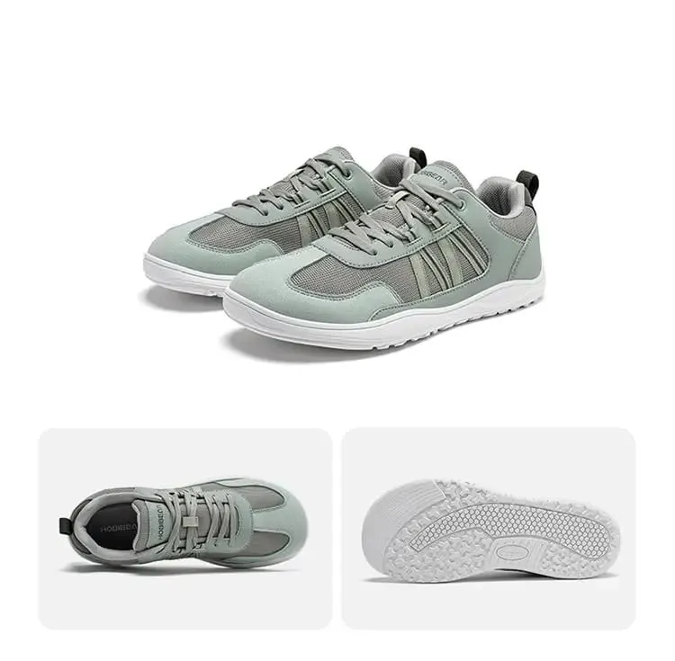 Unisex Wide Toe Shoes Barefoot Zero Drop Minimalist Sneakers Mesh Artificial Leather Patchwork Lace-up Shoes