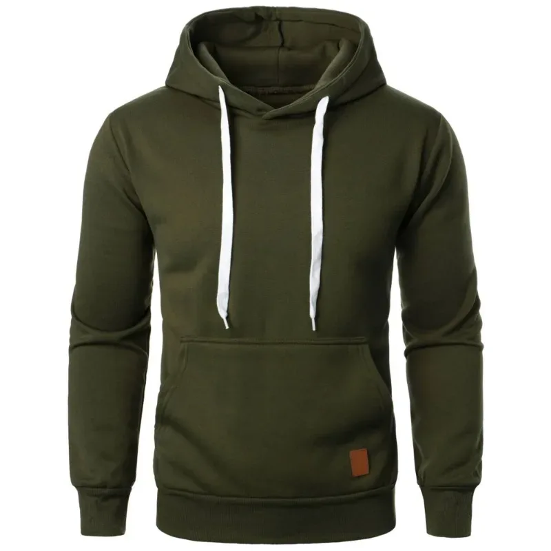 Masculino casual gola com capuz cordão hoodies moletom camisas de manga longa ao ar livre streetwear cor sólida pulôver leve — image 7