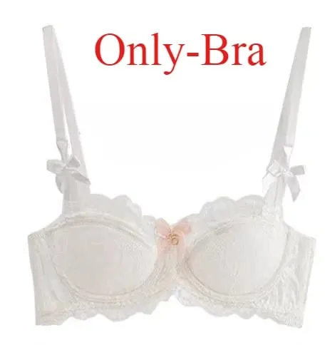 Modest French Pure Desire Bralette AB Cup Full Coverage Lace Bra & Set Small Bust Push Up Wireless for Chubby Girl Bow Plus Size — image 10