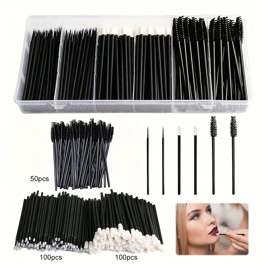 Conjunto de pincéis descartáveis de maquiagem, 250 peças-escovas de sobrancelha/rímel/delineador com caixa de armazenamento, ferramentas cosméticas profissionais para salão de beleza — image 2