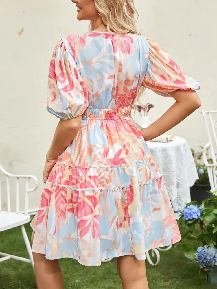 New Summer Comfortable and Loose-Fitting Short-Sleeve Casual Women's Dress with an Elegant V-Neck and Fashionable Print — image 3