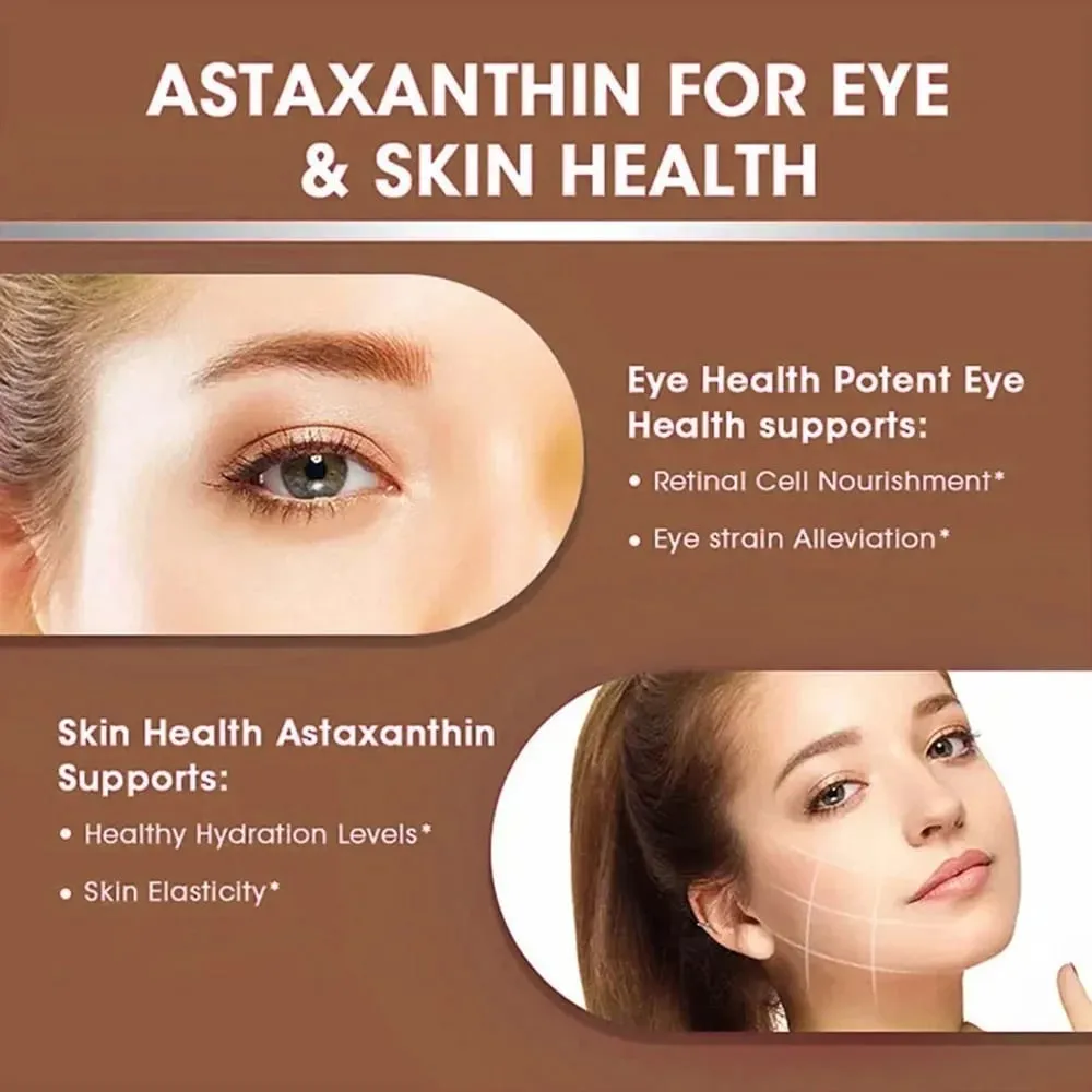 Liposomal Astaxanthin Supplement 24 MG Antioxidant Stronger Than VIT C Support for Cardiovascular Gut Skin + Eye Health