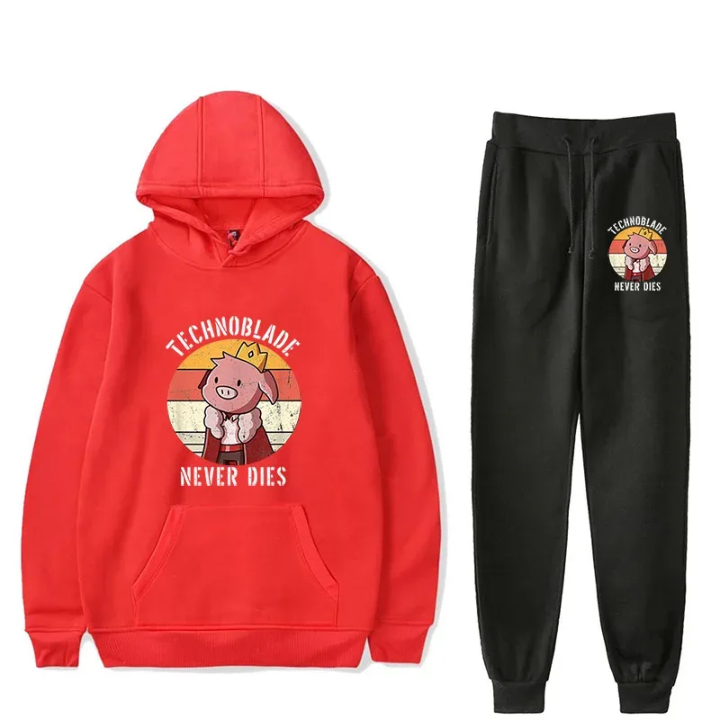 Harajuku Comfortable technoblade Print Sweatshirt Sweatpants Suit Men/Women Hoodies+ Trousers Suit Cute 2 Piece Set Clothes — image 18