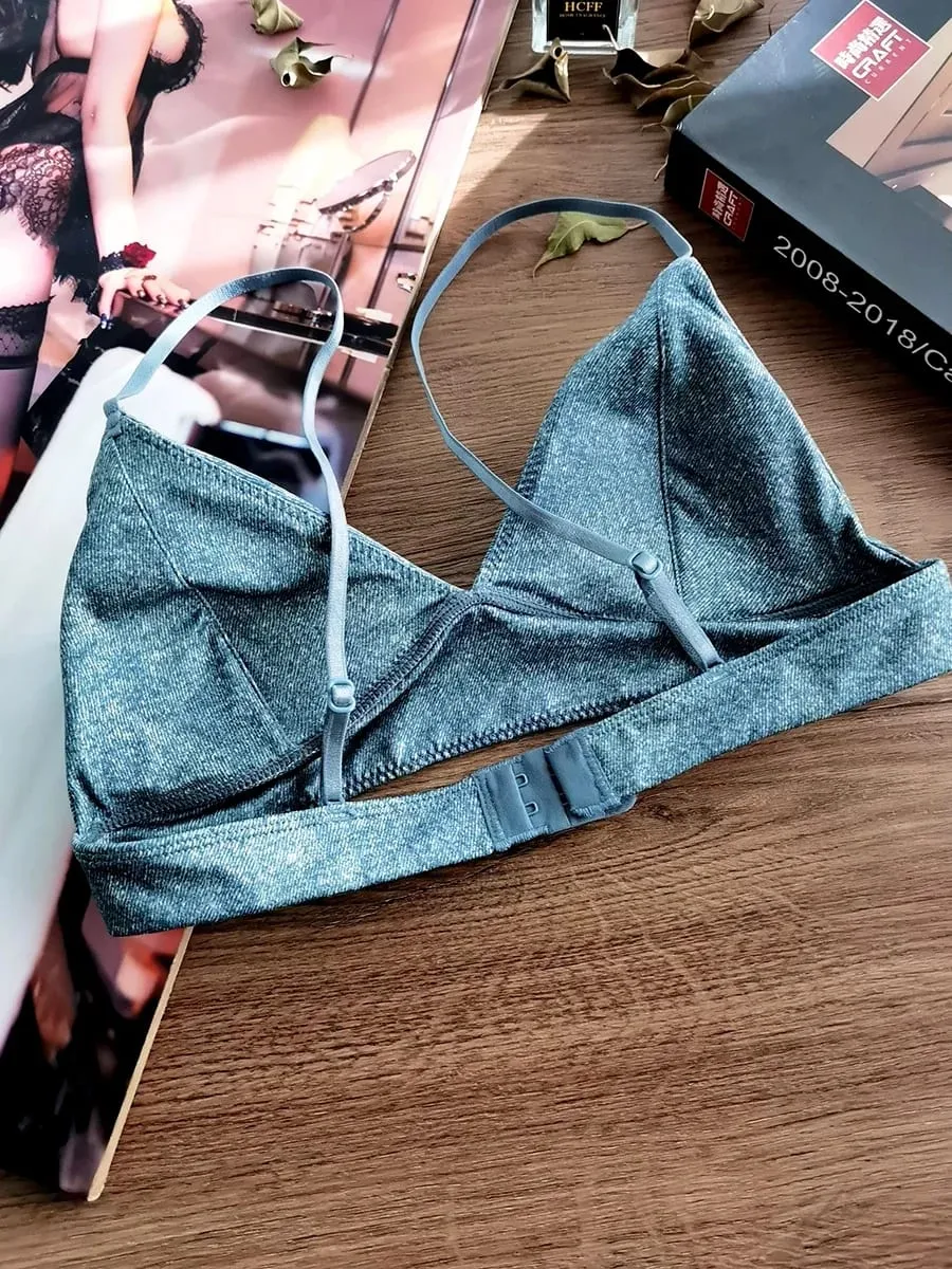 Triangle Cup Bra Set Sexy Leopard Print Ultra Thin Wirefree Bralette & Panty Lingerie for Small Breasts — image 5