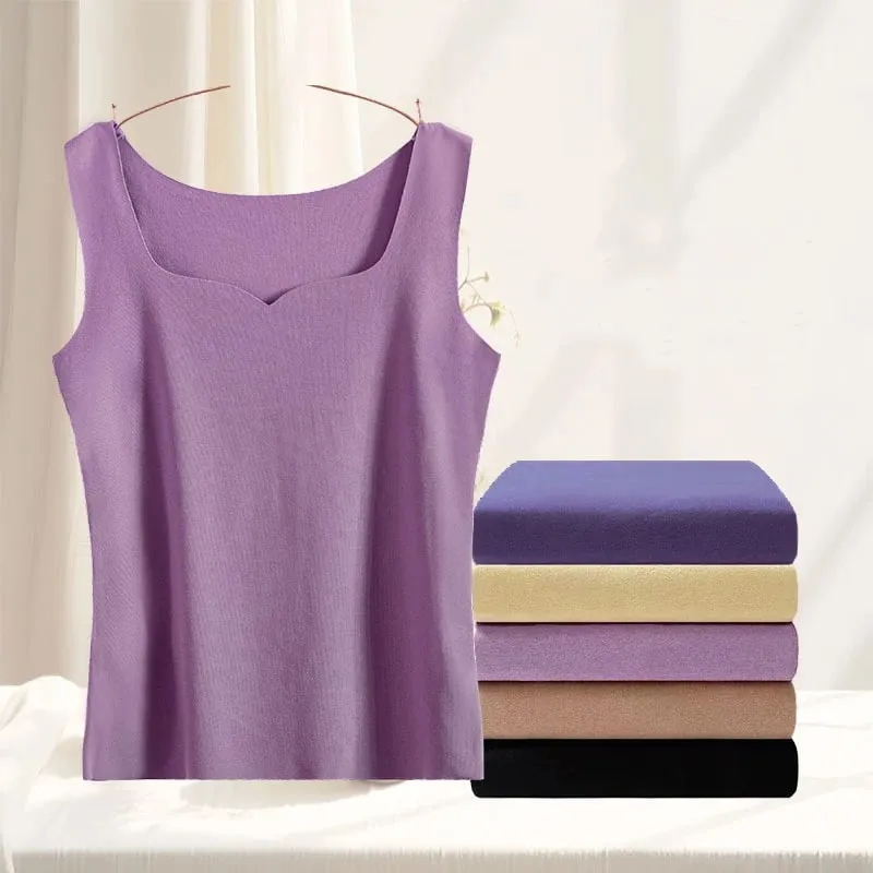 1pcs Women Thermal Tops Girls Traceless Solid Color Vest Base Layer Warm Tank Top Autumn Winter Female Sexy Slim Camisole