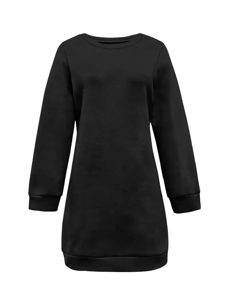 Women's Spring and Autumn Fashion Solid Color Simple Everyday Home Versatile Elegant Long-Sleeve Dress - Machine Washable — image 2