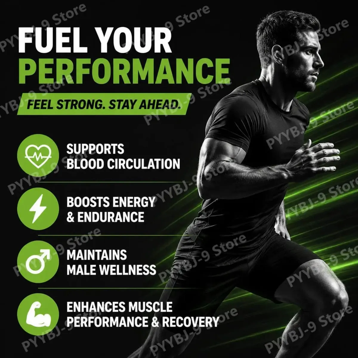 Googeer Men's Endurance Gummies Energy and Vitality Support Blood Flow & Post Training Muscle Recovery Support 60 Count