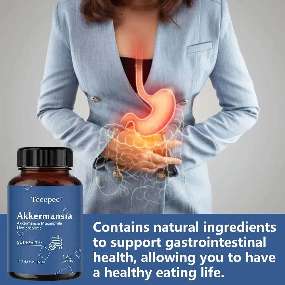 Akkermansia Muciniphila Probiotic Capsules 100MAFU - Prebiotic Inulin Supports Gut Lining Digestion & Intestinal Flora Balance