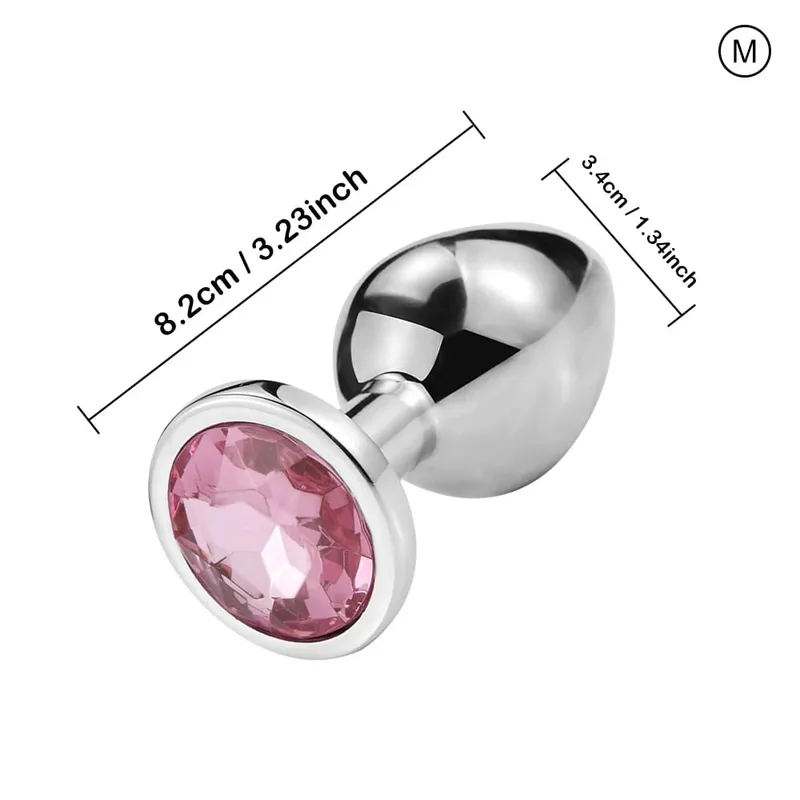 Luxury Metal Anal Plug Set Jewel Butt Trainer Kit Mga Pang-adultong Laruan para sa Mga Lalaki Babae Mga Mag-asawa Mga Beginners Mga Regalo sa Seks Malaki Katamtaman Maliit na Pink — image 9