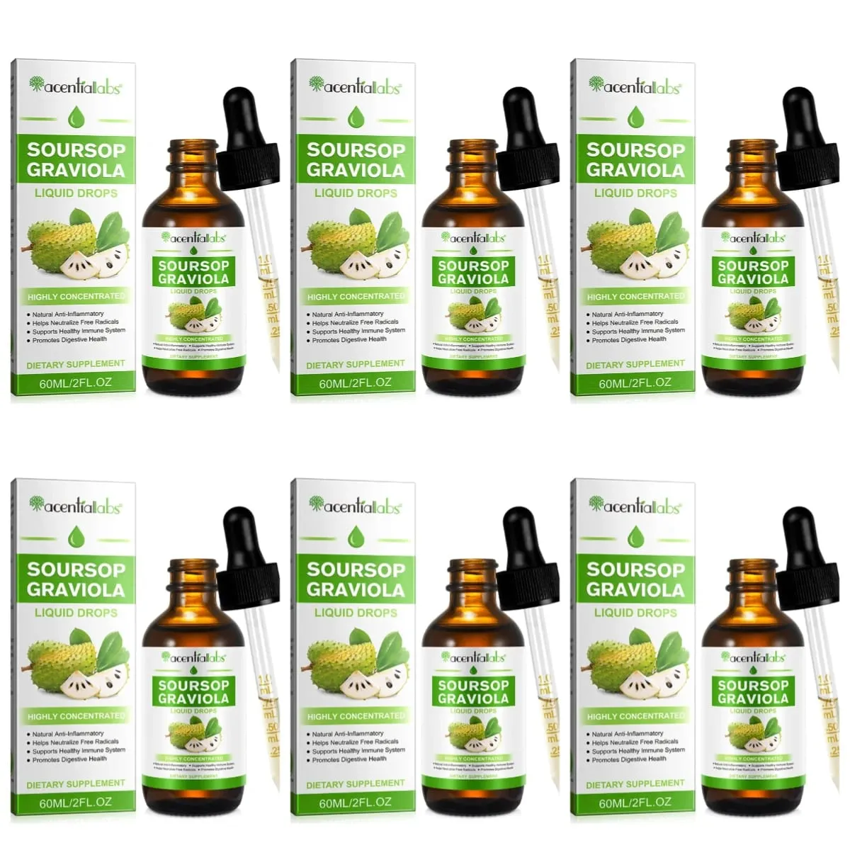 Acentiallabs venda quente 60ml graviola líquido amargo gotas suplementos dietéticos 100% puro orgânico graviola extrato para adlut — image 11