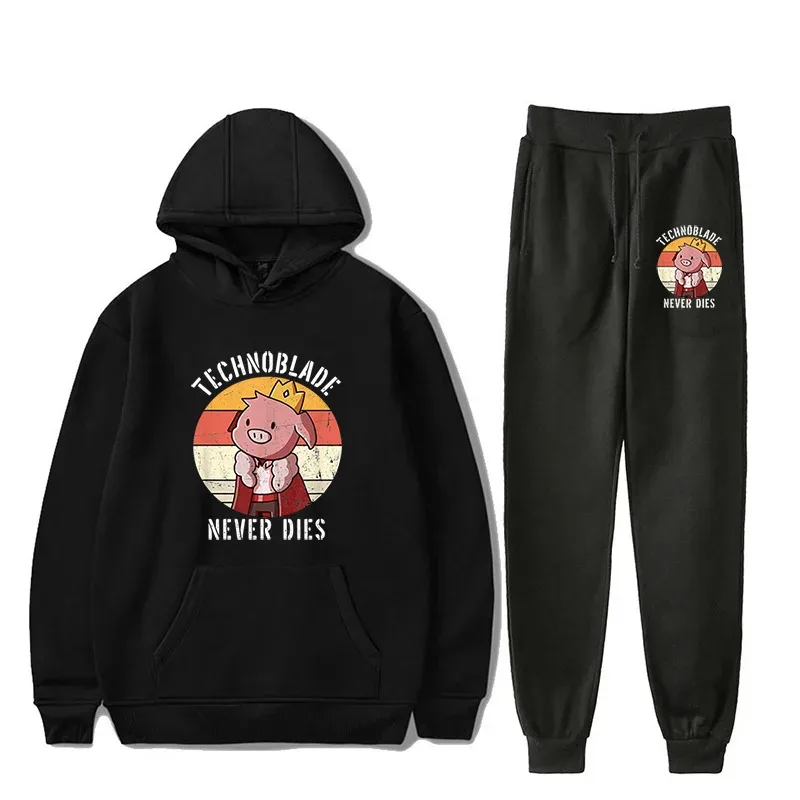 Harajuku Comfortable technoblade Print Sweatshirt Sweatpants Suit Men/Women Hoodies+ Trousers Suit Cute 2 Piece Set Clothes — image 25