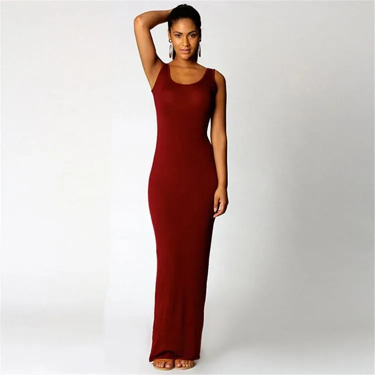 Women‘s Maxi Dress Sleeveless Bodycon Long Dress Elegant Casual Homewear Spring Summer Cool Solid-Color Dress — image 16