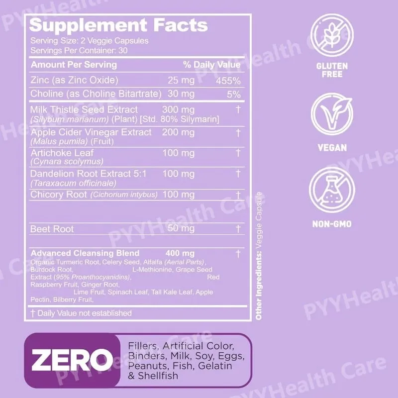 Mjölktistel 80 % Silymarin Kronärtskocka Äppelcidervinäger 28-i-1 Detox Rengör leverhjälp Formel Leverhälsotillskott Support — image 7
