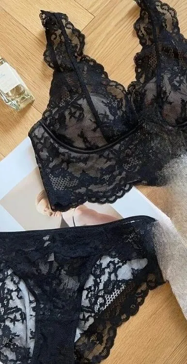 Women's French Lace Bralette Push Up Gathering No Underwire Backless Bra Sets Sheer Lingerie Outerwear Going Out Tops Size S- XL — image 11