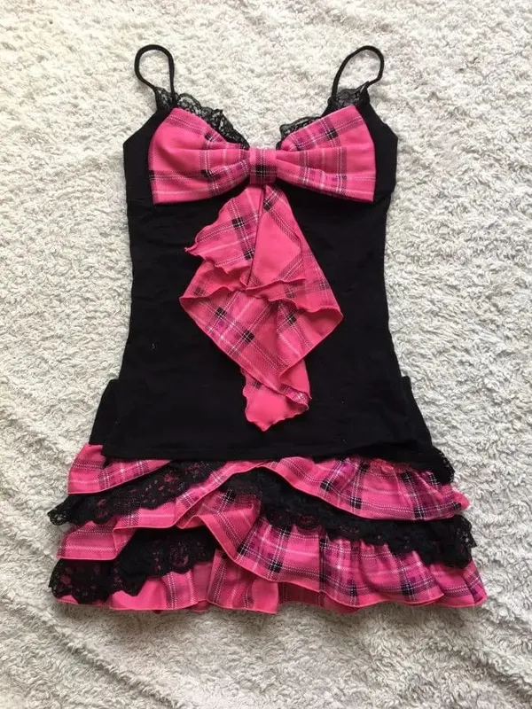 Vestido gótico de renda subcultura macia, vestido feminino y2k, estética coreana, roupas diárias, moda emo, clássico, casual — image 2