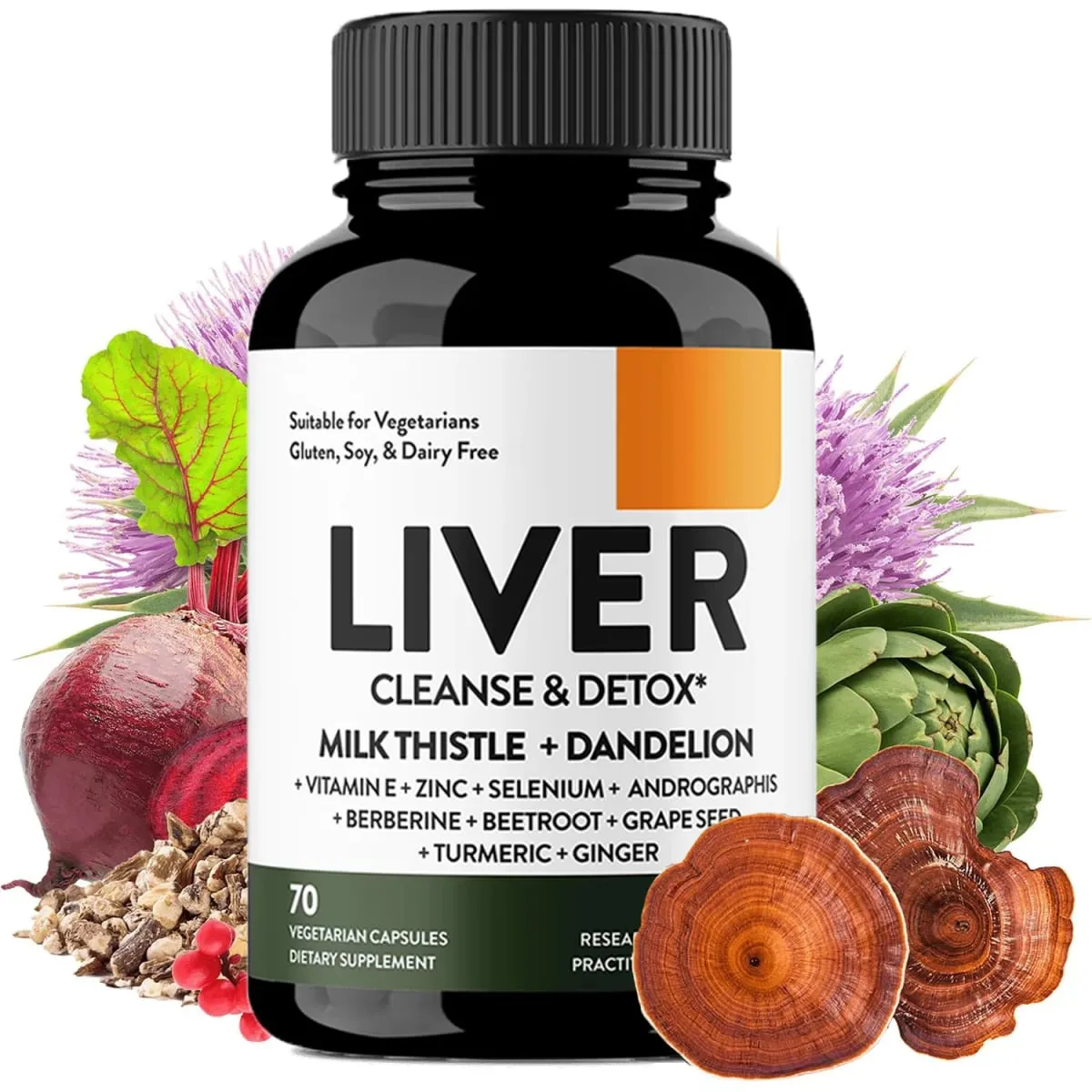 Liver Cleanse Support - Milk Thistle Supplement Herbal Liver Support for Digestion & Immune Health - Gluten-Free 70 Capsules — image 1