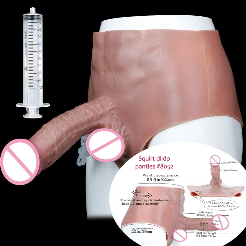 Black Nude Strapon Malaking Makatotohanang Ejaculation Dildo Silicone Squirting Panties Na May Simulated Solid Penis Sex Toy Para sa mga Babae — image 35