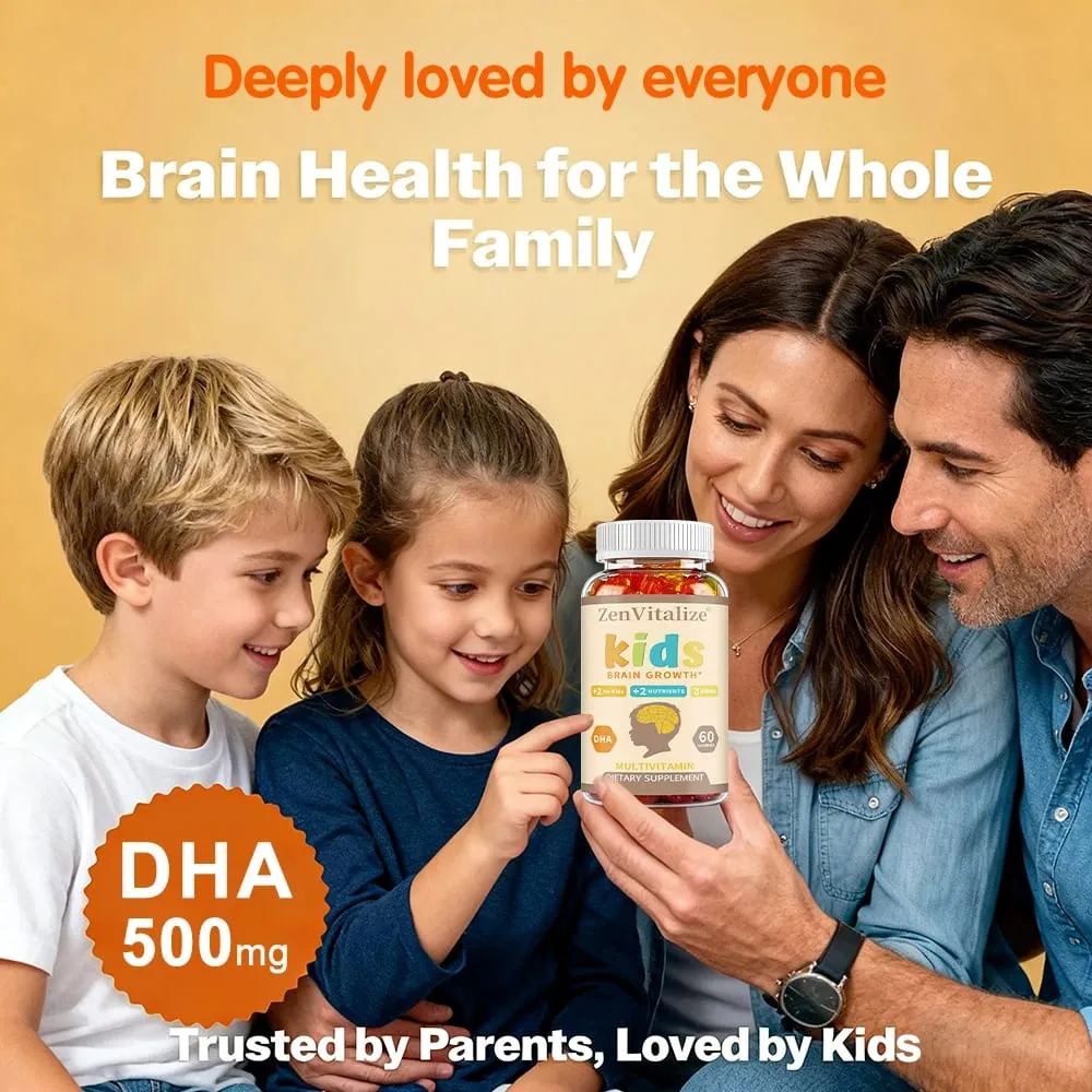 Kids Brain Development Gummies - with Omega 3 DHA Promotes Children's Brain Health Memory & Immune — image 5