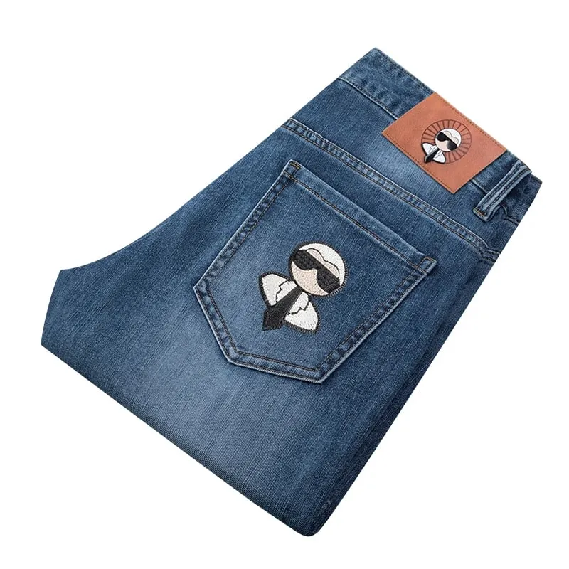 Fashion Men Jeans Stretch Straight Leg Casual Slim Fit Denim Pants Male Brand Luxury Design Business Classic Trousers — image 6