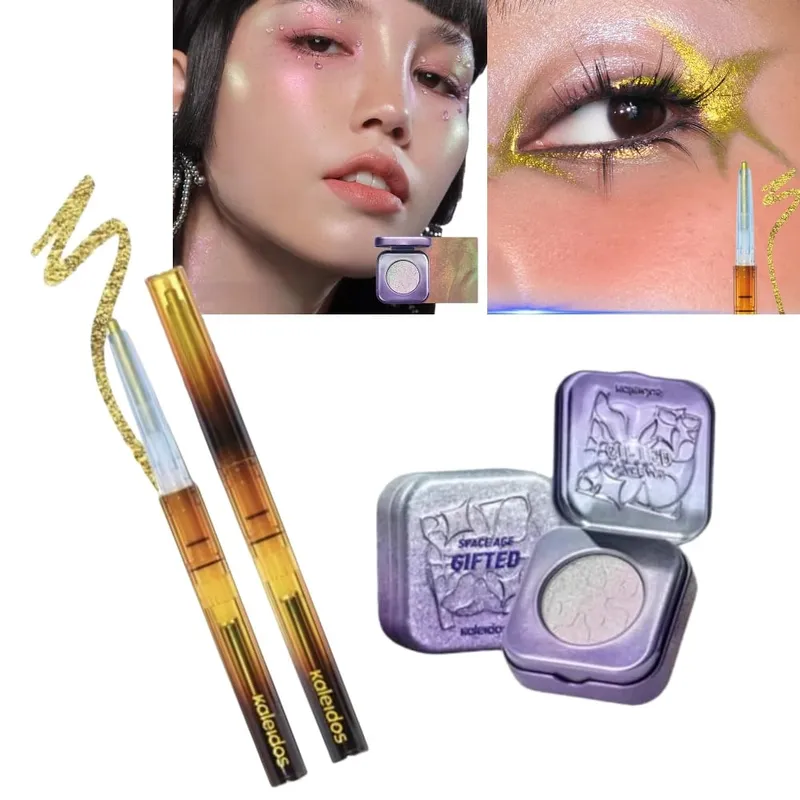 Kaleidos Chameleon Face Eye Makeup Set Gel Eyeliner Pensil Chameleon Eyeshadow Highlighter Chrome Glitter Diamond Powder — image 2