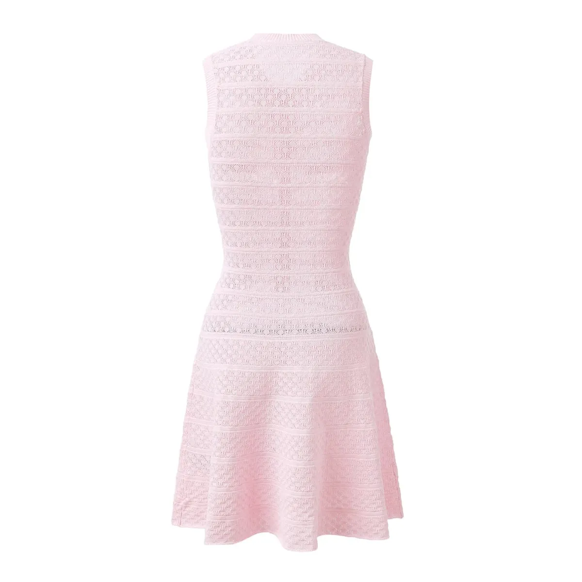 New Summer Women's Sleeveless Knit Dress Elegant Sweet Pink Casual Party Mini Short Dresses Female Knitwears with Buttons — image 3