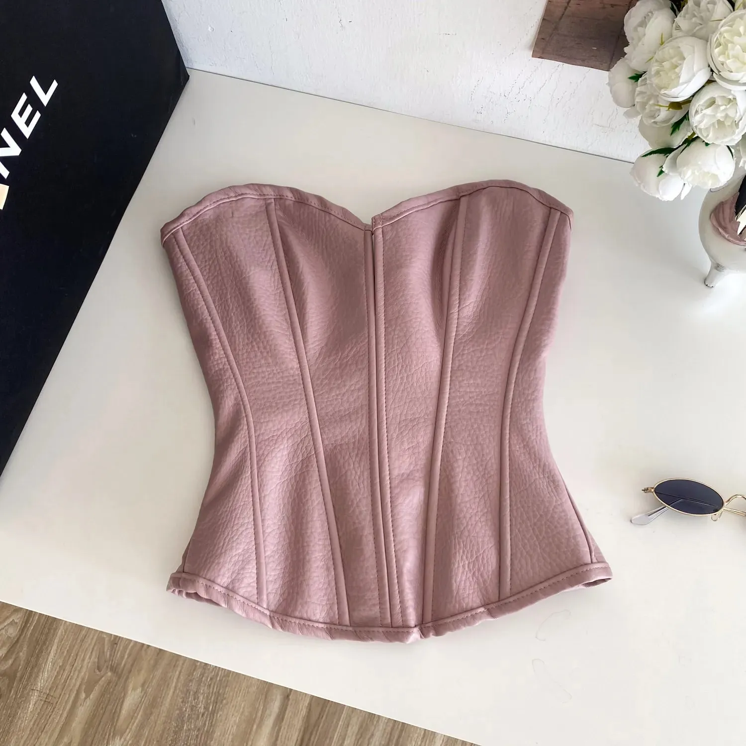 Sexy Pu Slim Tube Top Chic Strapless Crop Top Korean Fashion Corset Bustier Camis Women Tank Top — image 12