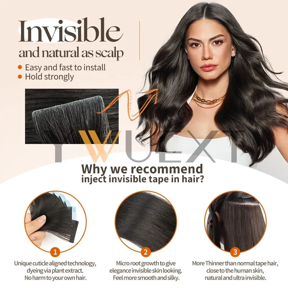 Invisible PU Skin Weft Hair Extensions Natural Straight Machine Remy Seamless Adhesive Tape In Human Hair 10pcs/pack — image 7