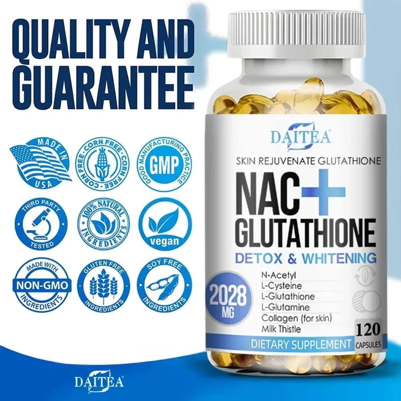 Daitea NAC Supplement - Milk Thistle Glutathione Collagen Capsules - Skin Health & Vitality Detoxification Immune Support — image 3
