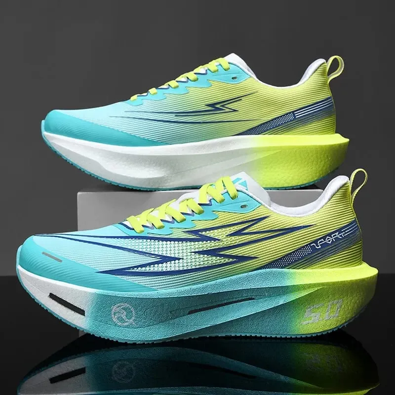 Carbon Plate Marathon Running Shoes Men Women Sports Sneakers Breathable Lightweight Shock Absorbing Non Slip Athletic Shoes