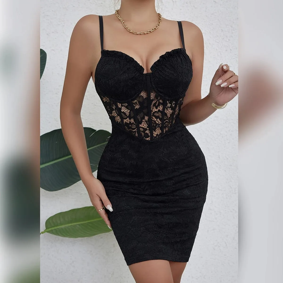 Preto sem mangas sem costas 2024 y2k saia colheita floral renda sexy malha transparente ver através de decote em v bodycon vestido de festa hotsweet — image 4