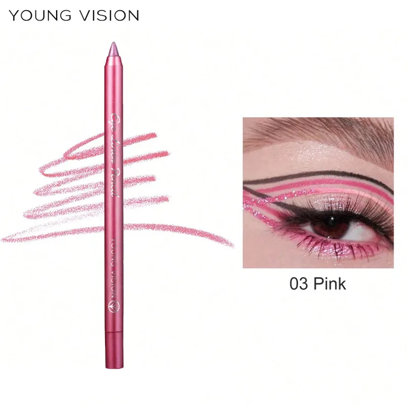 Waterproof Pearlescent Blue Green Eyeliner Pencil Long-Lasting Metallic Glitter Eye Liner Gel High Pigmented Punk Eye Makeup — image 5