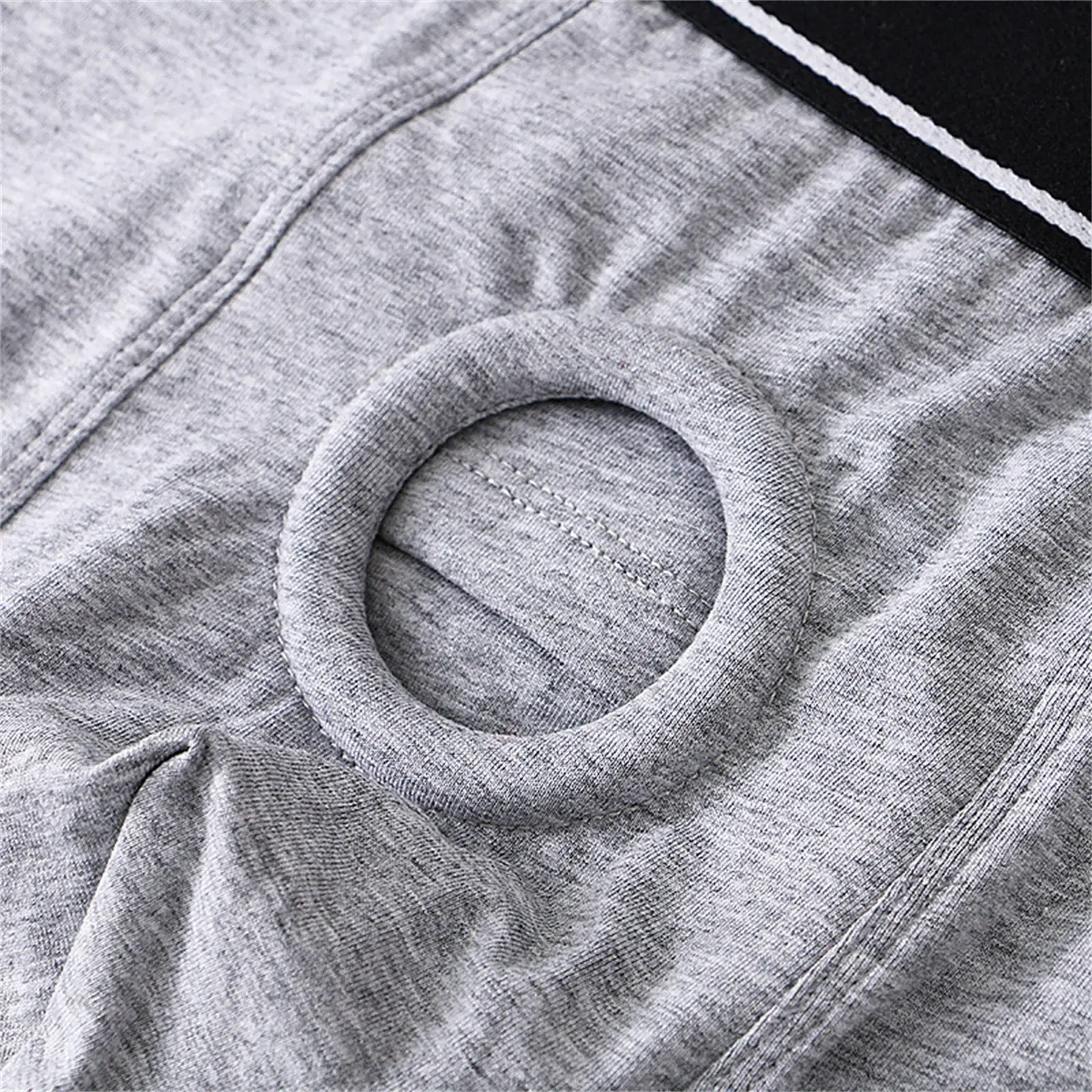 Anel peniano masculino sexy jock hole boxers cockring homem shorts roupa interior calcinha de algodão bolsa aberta cuecas longas boxershorts — image 6