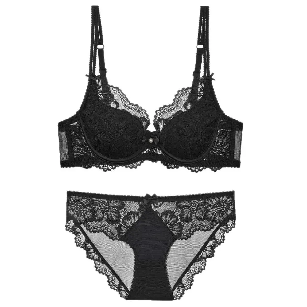 Summer Thin Lace Bra Set For Women Push‑Up Gather Side Fat Control Anti‑Sagging Sexy Soft Lingerie Underwear Kit — image 7